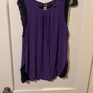 Nicole Purple and Blue Pleated Ruffled Blouse